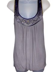 Embellished Silk Gray Tank Top Small