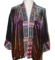 Johnny Was embroidered Ombre Cheetah velvet kimono/jacket NWT