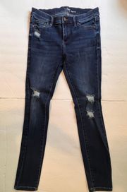 NY&C Legging Denim Jeans Womens Size 2 Dark Wash Distressed Stretch Blue