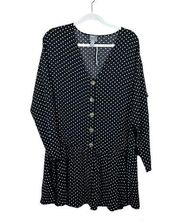Black White Polka Dot Long Sleeve Dress Women's Size US 6 NEW NWT