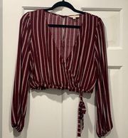 Garnet and white crop top blouse from PacSun