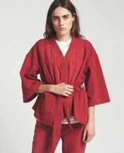 One Teaspoon Society Kimono-Style Wrap Jacket in Red Envy Size Small NWT