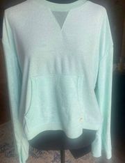 Womens  Sz M Mint Beach Top Semi Sheer Long Sleeve