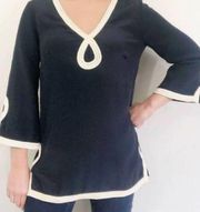 Milly Silk Tunic Top Navy