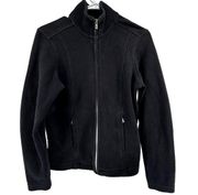 Tommy Bahama Full Zip Turtleneck Jacket Zip Pockets Cotton Black Medium