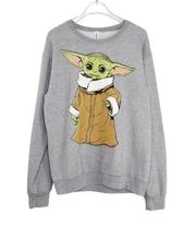 Star Wars Baby Yoda Mandalorian Gray Crewneck Sweatshirt Small Unisex