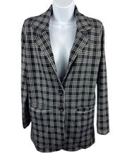 Veronica M. Oversized Ponti Plaid Two Button Pocketed Blazer S NWT