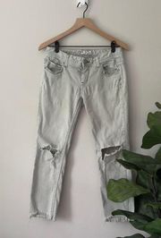 Free People Ripped Jeans Distressed Stretch Raw Frayed Hem 5-Pocket Cotton Light