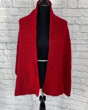 Red knit handmade shawl/scarf approx 61x19.5