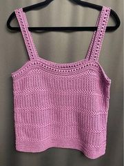 Vince Crop Cami Top Womens Large purple Corchet Cotton Sleeveless B63