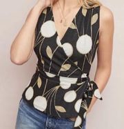 Anthropologie Maeve Black Craspedia Wrap Peplum Tank Top Women’s Size XS NEW