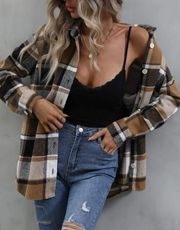 Plaid Print Button Blouse