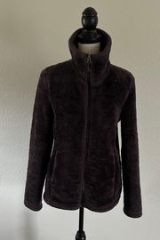 Dark Purple Sherpa Zip Up Jacket Size Small