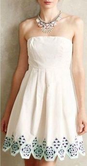 ANTHROPOLOGIE Presanella Dress Strapless Ivory Cotton Tracy Reese size 4 NWT