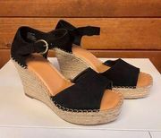 Ana Xyla Wedge Sandals Black Sz 10