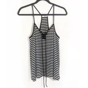 Acemi Fitted Striped Lace Up Tank Top