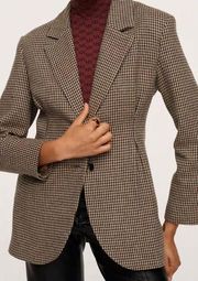 Mango MNG Pleat Detail Blazer Houndstooth