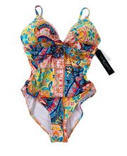 La Blanca Soleil Twist Keyhole One Piece Size 8 NWT