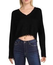 Wild Honey | Distressed V-Neck Crop Sweater | Size L