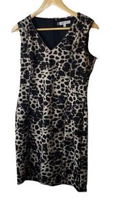 Jennifer Lopez Animal Print Chain Embellished Ponte Sheath Dress Women's 12