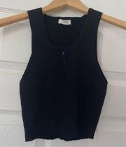 black buttoned rubbed tank top (S)
