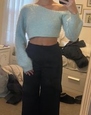 Nasty Gal Blue Off The Shoulder Sweater