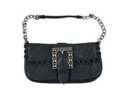 Betsey Johnson Chain Strap Stud Buckle Shoulder bag in Black & Silver