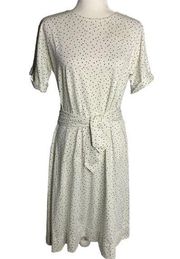 Vintage Handmade Polka Dot Dress Cardigan S White Belt Pullover Keyhole Elastic