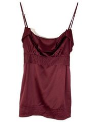 BCBGMaxAzria | Maroon Polyester Tie Back Spaghetti Strap Top