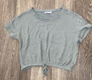 Womens  Green Short Sleeve Cinched Bottom Tee - M