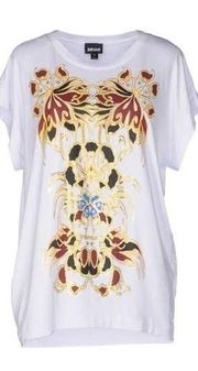 Just Cavalli White Floral Scroll Print T-Shirt