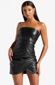 NWT Faux Leather Ruched Side Sexy Mini Dress 