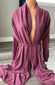 Soufi Moda Pink Wrap Blouse Size S Belted Long Tunic Lagenlook