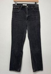The Ankle Straight Ultra High Rise Jeans 28 Black Cropped