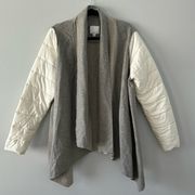 Anthropologie ETT:TWA Puffer/Wool Open Front Jacket Size Medium Grey and Cream