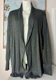 Olivia Sky Dark Grey Rayon Open Soft Knit Cardigan Ribbed Collar Sweater Size XL