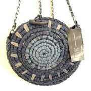 Straw Circle Crossbody Blue Bag