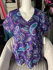 floral Paisley Scrub Top