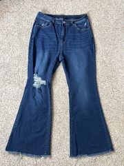 High Rise Bootcut Distressed Jeans Size 14/1XL