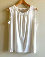 TAHARI Womens Plus Size 1X White Tank Top Tweed‎ Pleated Front Work Career