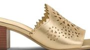 New Aerosoles Leather Block Heel Memory Foam Gold Sandals