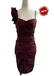 JUMP Apparel Red Black Evening Bodycon Mini Ruched Juniors Size 5/6 Dress #2..