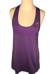 Head Open Back Spaghetti Strap Purple Gym‎ Workout Yoga Tank Top Size M
