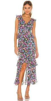 Amur Evita Maxi Dress in Black Anemone Floral 6 Womens Long Maxi Gown