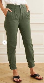 Veronica Beard Monika Tapered Extra High Rise Twill Army Green Pants
