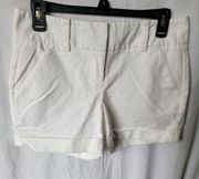 Vince Camuto White Chino Flat Front Hidden Fly Roll Hem Women's Shorts Size 2