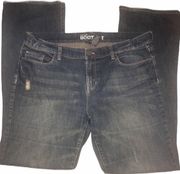 New York & Co distressed lowrise bootcut jeans