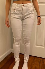 High Waisted White Jeans