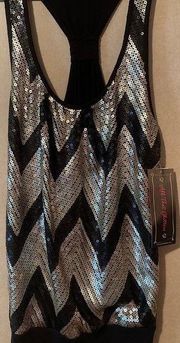 Soulmates Chevron Print Sequin Top