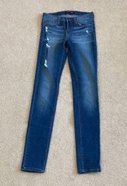 Angry rabbit distressed blue jeans in size 26